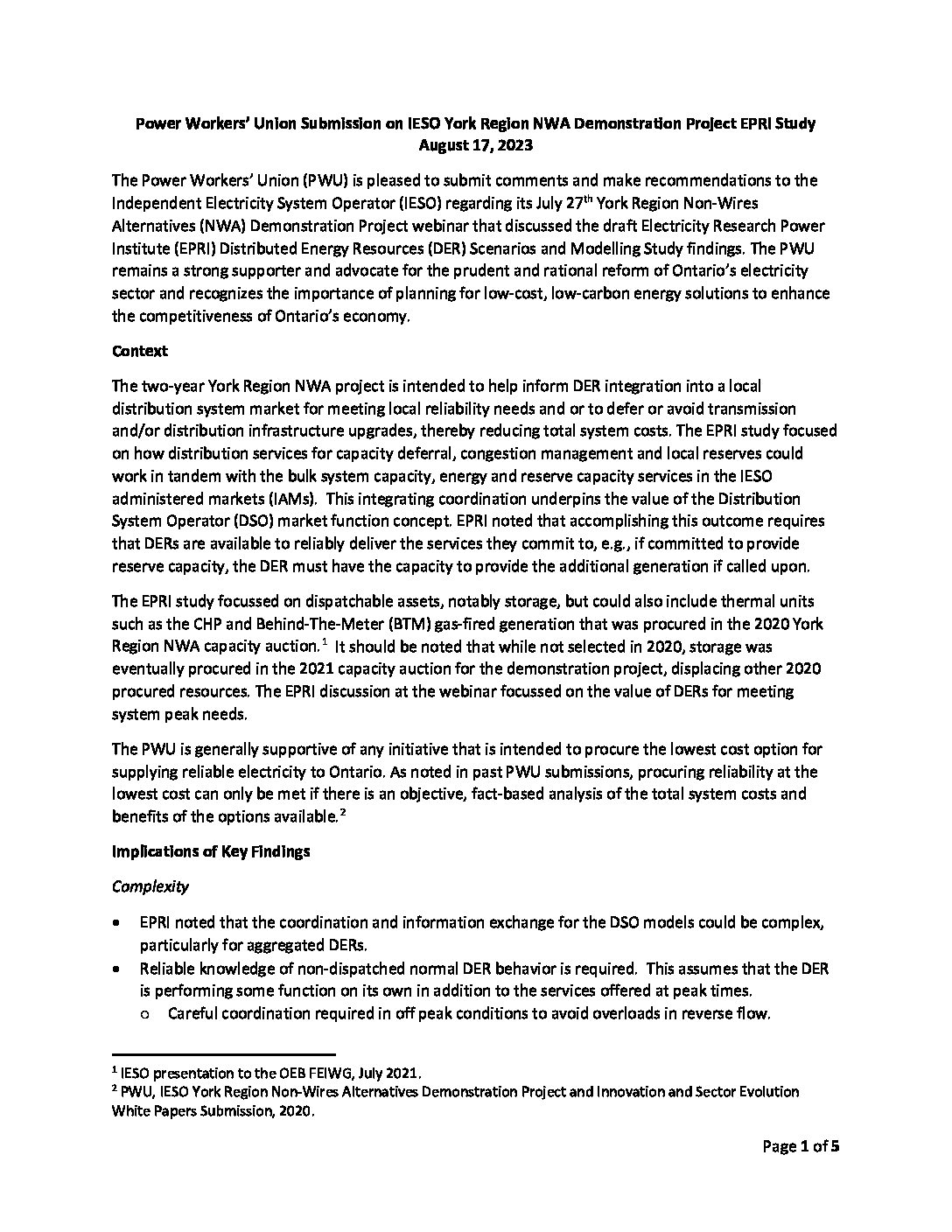 yorkregionnwaprojectjuly2023submissionfinal Power Workers' Union