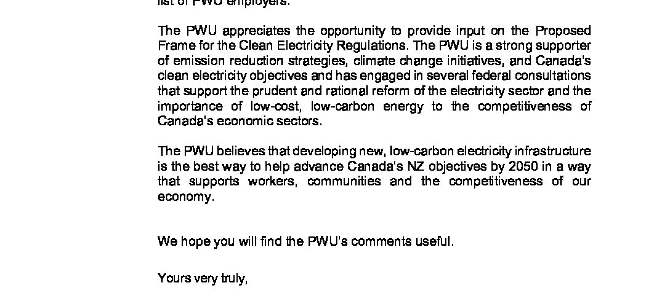 cleanelectricityregulationaug2022 Power Workers' Union